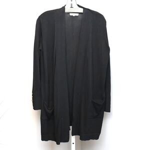 Retrology Black Longline‎ Open Front Cardigan Sweater Size M